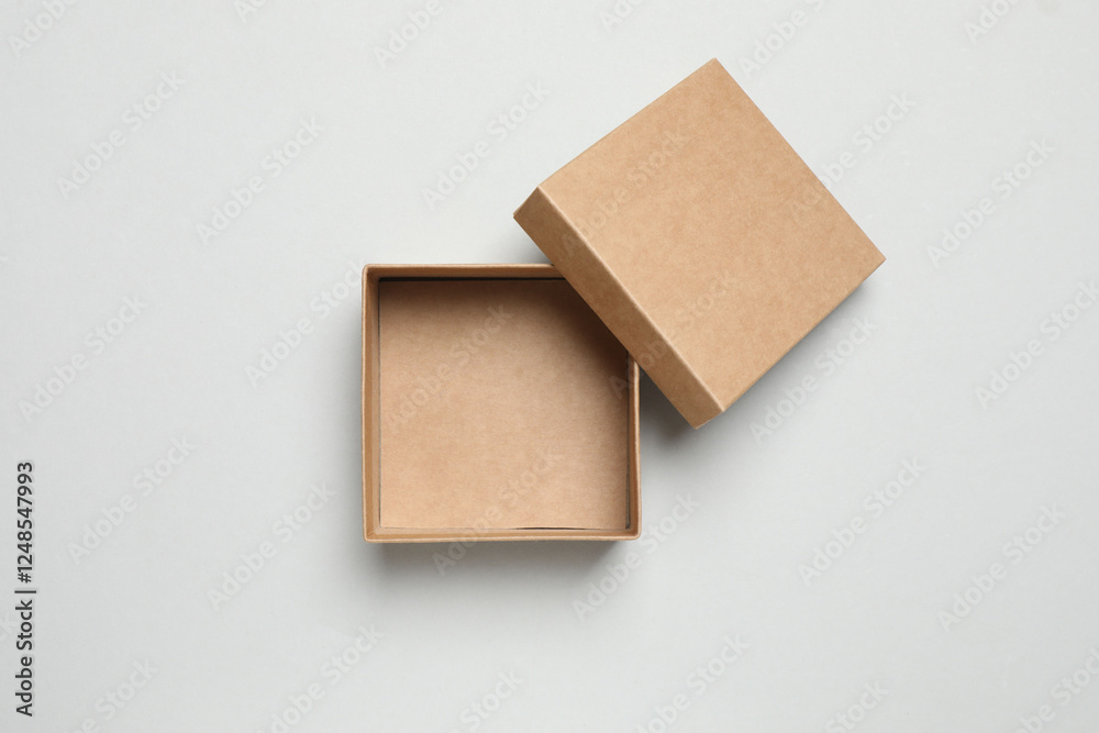 Open box on gray background Open box on gray background