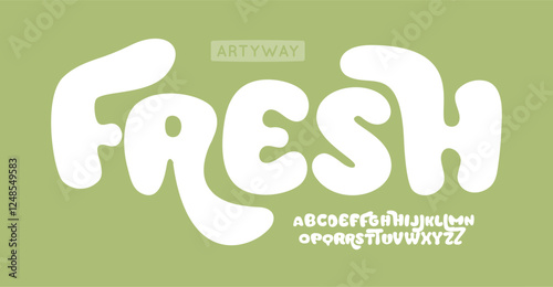Bubble font, wavy bold letters, soft organic alphabet for cheerful branding, playful logo, whimsical typography, joyful design. Eco-friendly packaging, kids designs. Vector typeset.