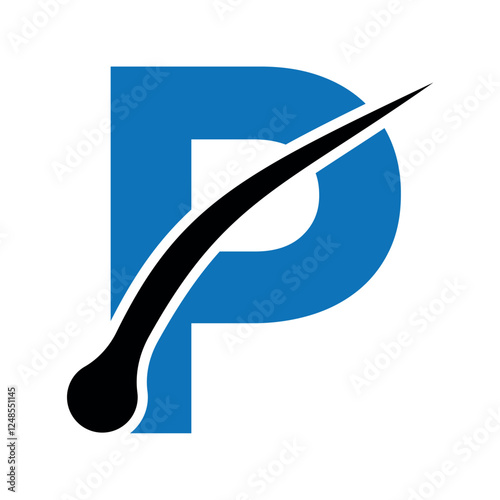 Initial Hair Logo combine with letter P vector template