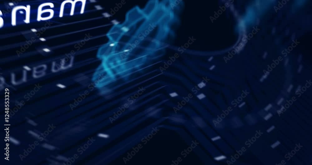 Management setting gear maintenance and fixing symbol abstract cyber concept. Digital technology background seamless and loopable dynamic 3d animation. Management setting gear maintenance and fixing symbol abstract cyber concept. Digital technology background seamless and loopable dynamic 3d animation.