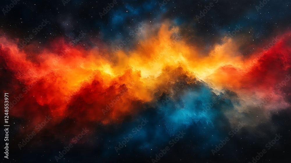 Fototapeta premium Cosmic Nebula Fiery Orange And Blue Hues