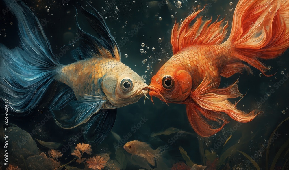 Fototapeta premium Dialogue of two exotic fish close-up.