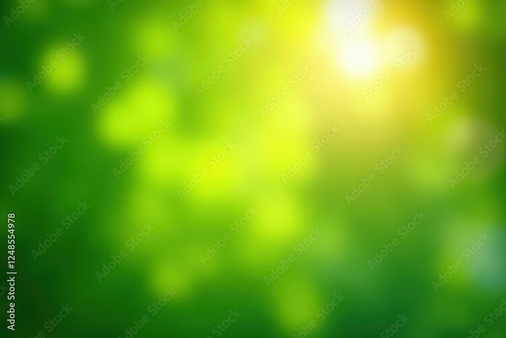 Obraz premium Vibrant green bokeh, sunlit leaves, summer glow, bright, bokeh