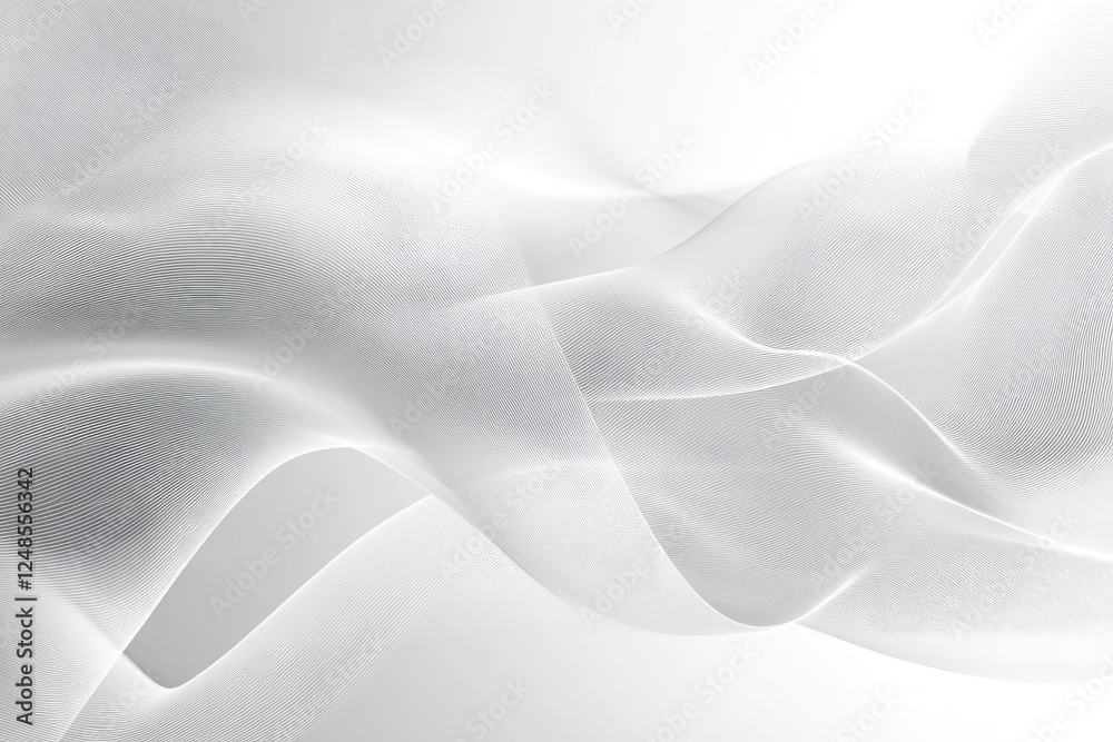 Obraz premium Contemporary Flowing White Waves on Elegant Grey Background for Business and Cyberspace Designs