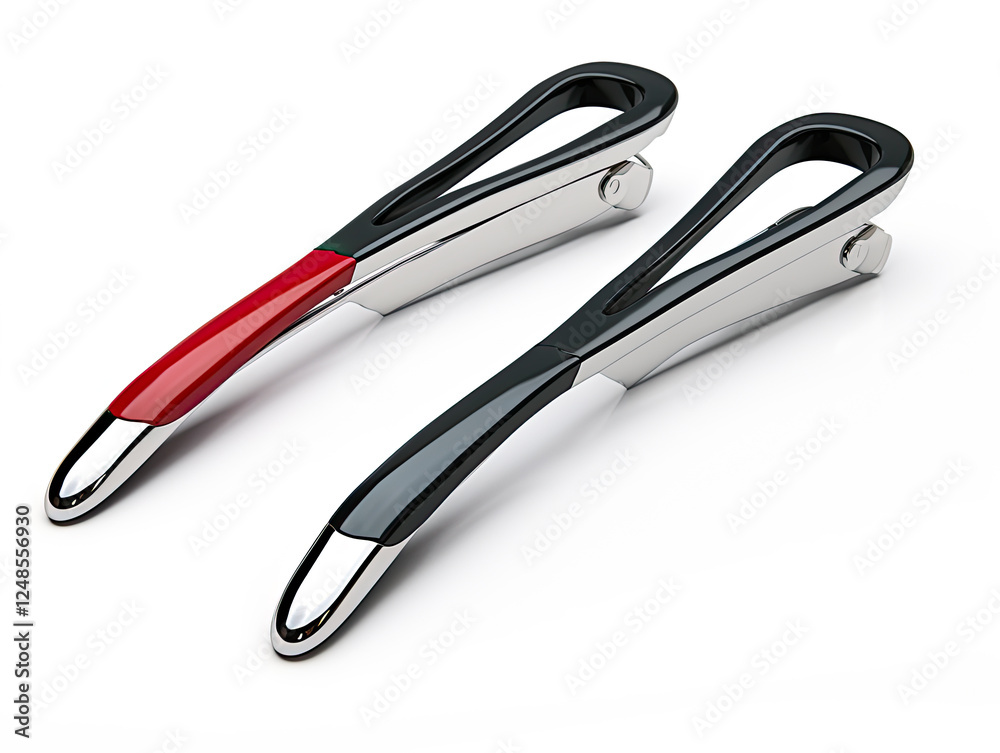 Pair of elegant hair clips with red and black accents Pair of elegant hair clips with red and black accents