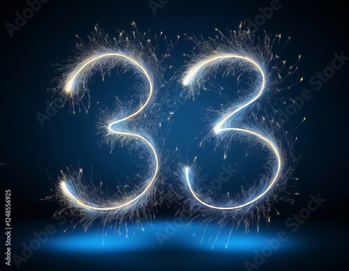 Obraz na płótnie Glowing and sparkling numbers on a blue background w salonie