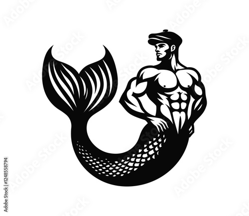 Cool mermaid man vector