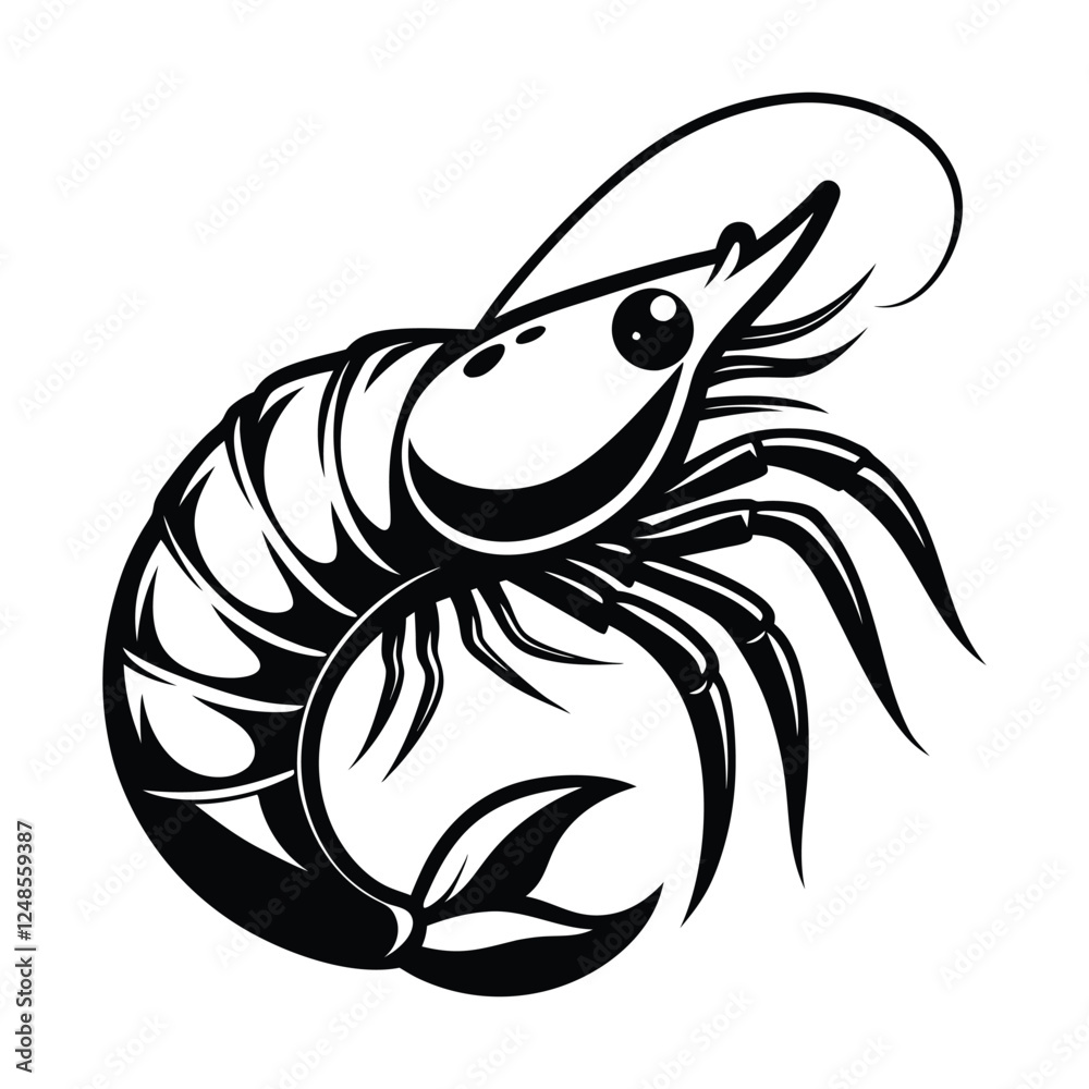 Black lobster drawing, seafood symbol on white background. Black lobster drawing, seafood symbol on white background.