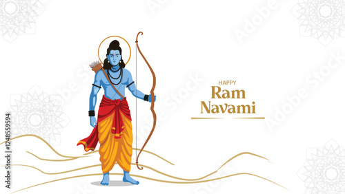Happy Ram Navami with Lord Rama Illustration