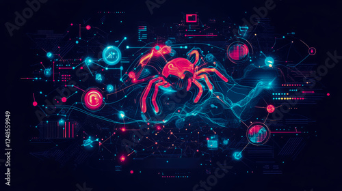 Digital Arachnid in a Network Matrix photo