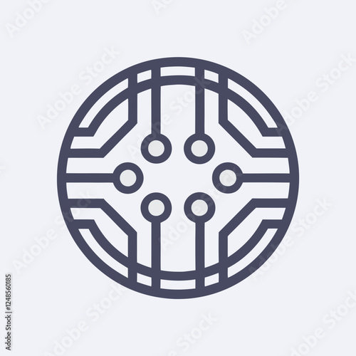 Minimalist Circuit Technology Logo Vector AI Design.