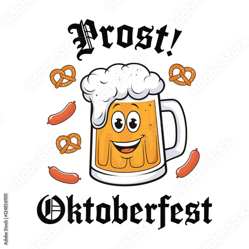 Prost Oktoberfest T Shirt Design Smiley Beer