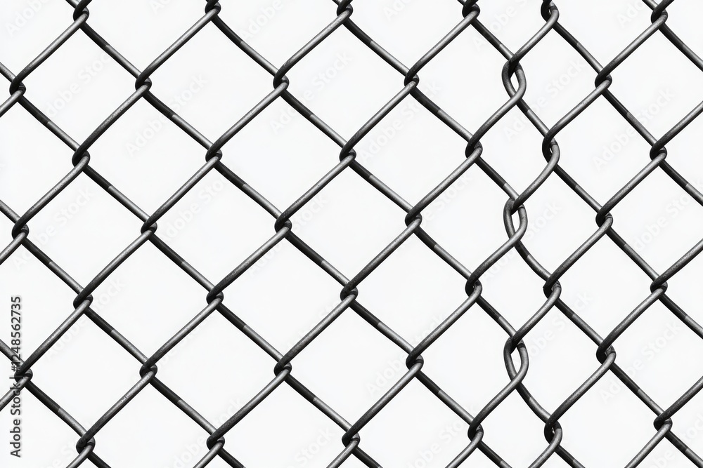 Textured Chain Link Barrier. Isolated Image of Metal Fence Design for Sports and Security Applications Textured Chain Link Barrier. Isolated Image of Metal Fence Design for Sports and Security Applications