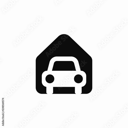 Home garage parking car icon vector sign