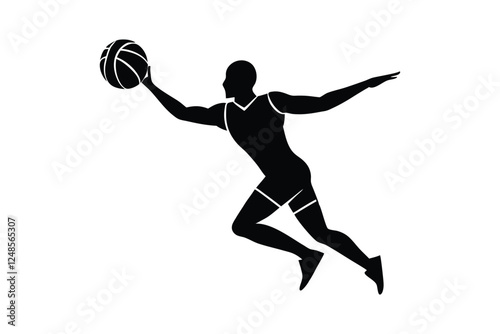 A silhouette vector illustration of a male volleyball player1.eps