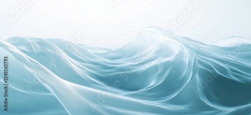 Translucent Ocean Waves with Soft Curves and Light Reflections, Ethereal Blue Tones, Fluid Motion, Serene Atmosphere, copy space for text