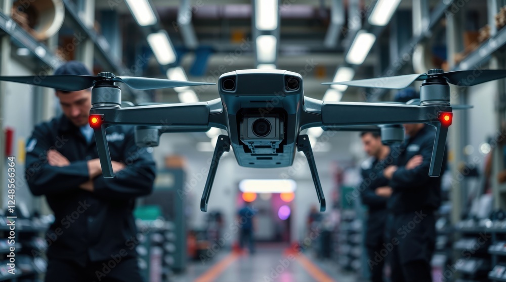 A high-tech modern drone hovers A high-tech modern drone hovers