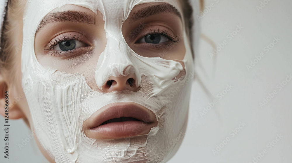 Fototapeta premium Smoothing Collagen Mask onto Skin for a Fresh Look