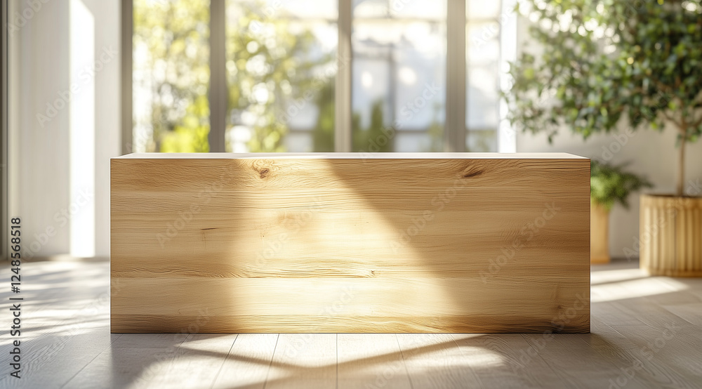 Fototapeta premium Wooden table for product display or advertising with a minimalist and aesthetic background