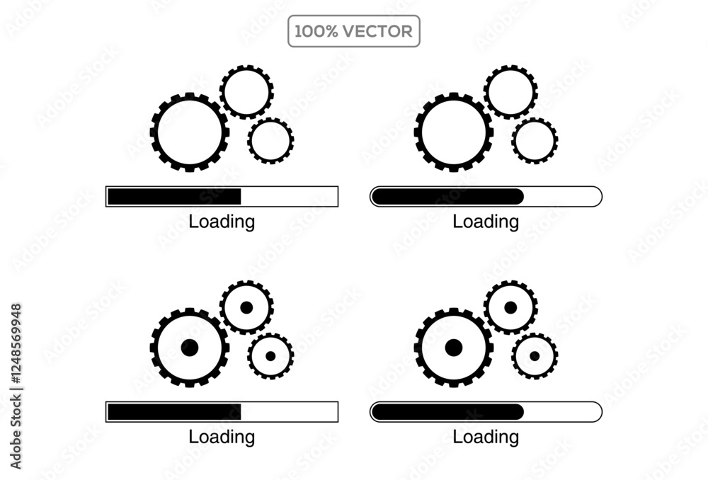 Update icon with gears. Loading or updating files, install new software, operating system, update. vector template illustration