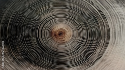  Realistic warm gray cut wood texture, detailed black and white tree rings, rough organic end grain close-up.