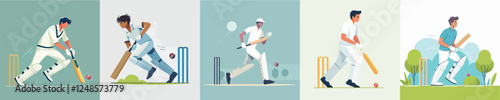 vector of young man playing cricket