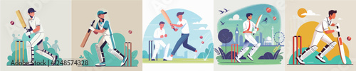 vector of young man playing cricket