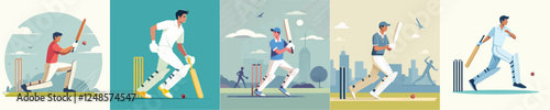 vector of young man playing cricket