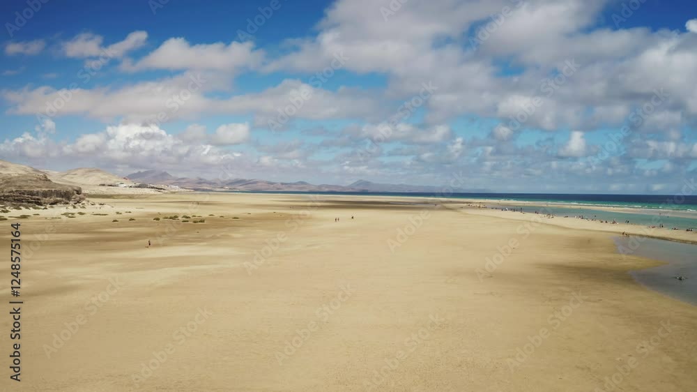 Drone flight over Sotavento beach, Fuerteventura Drone flight over Sotavento beach, Fuerteventura
