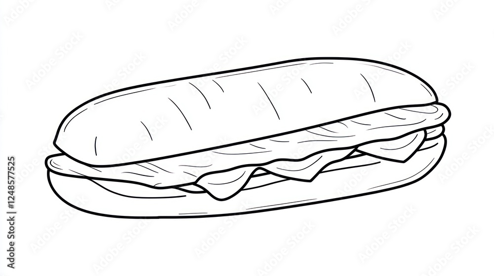 Delicious sub sandwich, isolated, white background, lunch menu