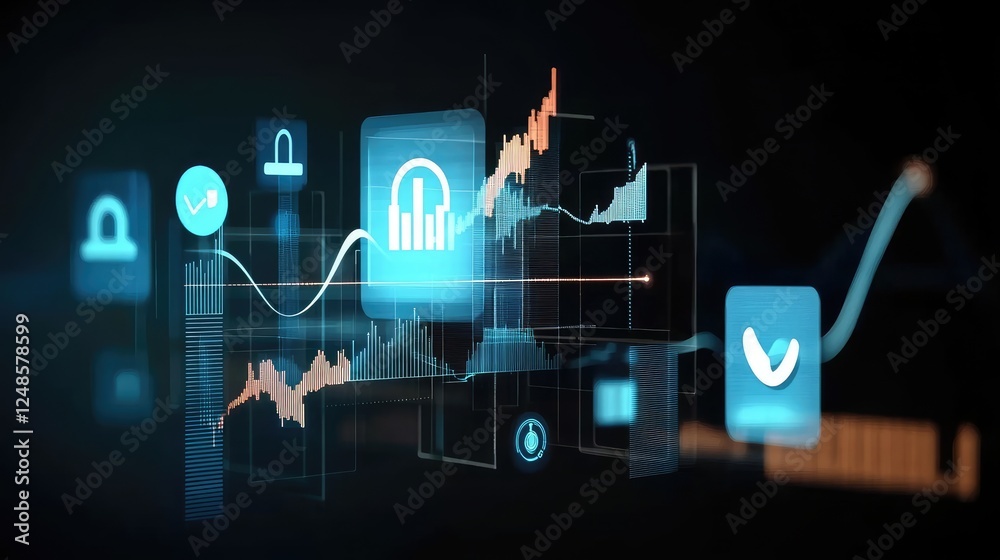 Realistic 3D rendering of digital verification with glowing profile icons and approval checkmark. Realistic 3D rendering of digital verification with glowing profile icons and approval checkmark.