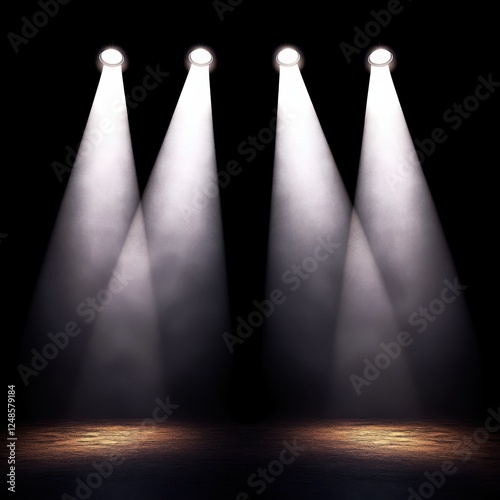 Wallpaper Mural Focused White Spotlights Create Deep Contrasts on Dark Background Torontodigital.ca