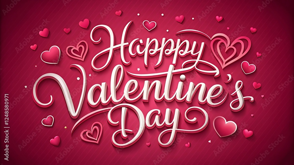 Happy Valentine's Day Greeting with 3D Hearts on Red Background Happy Valentine's Day Greeting with 3D Hearts on Red Background