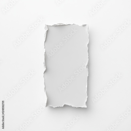 Minimalist Design with Single Torn Paper Piece on White Background
