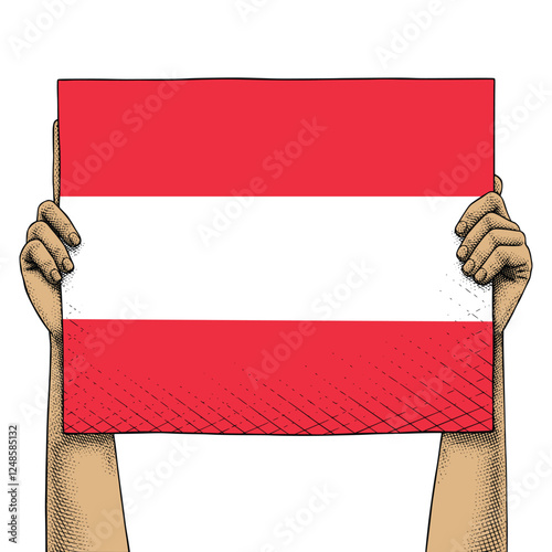 Hand Raises a Sign That Show Austria Flag