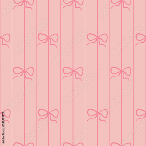 Coquette soft pink bows striped pattern