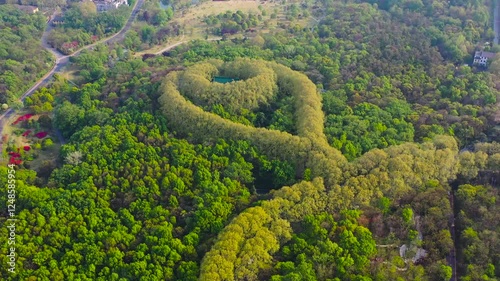 Explore stunning aerial views of Zhongshan Mausoleum Scenic Area and Meiling Palace in Nanjing photo
