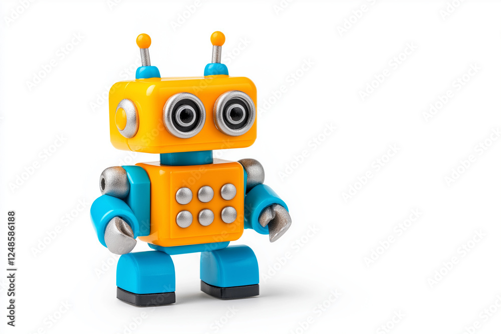 Fototapeta premium Toy robot, isolated on white background