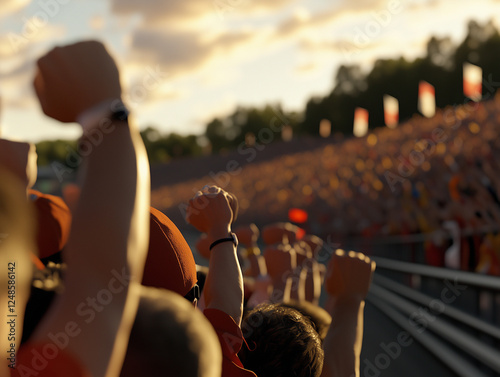  Excited F1 Audience Cheering at a Thrilling Daytime Race