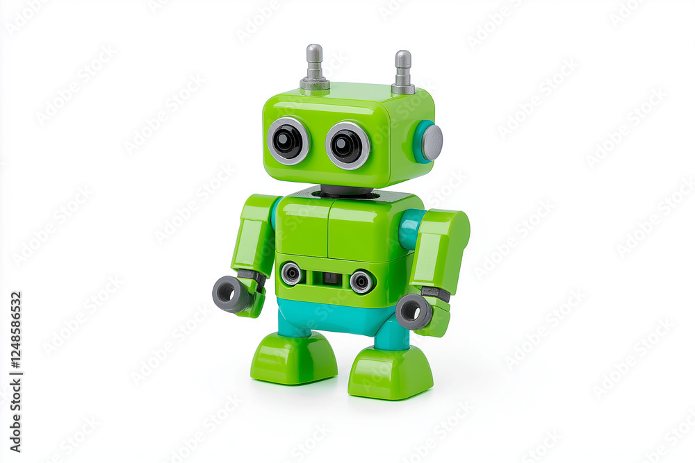 Fototapeta premium Toy robot, isolated on white background
