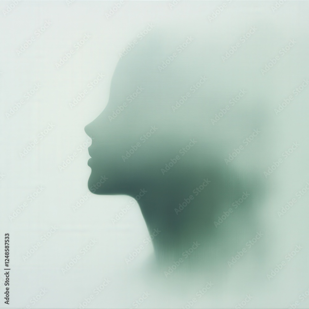 silhouette of a person's face in soft green light silhouette of a person's face in soft green light