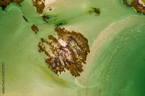 Aerial View of Glassilaun Beach, Connemara, Galway, Ireland  photo