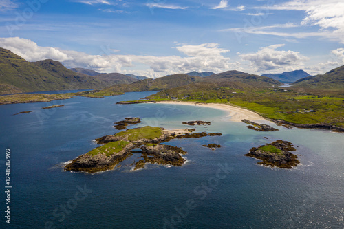 Aerial View of Glassilaun Beach, Connemara, Galway, Ireland  photo