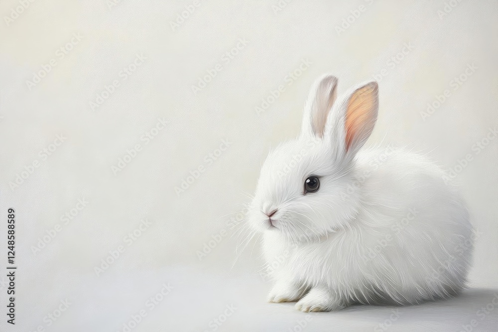 adorable white rabbit with soft fur and alert ears, sitting gracefully against pure white background, studio lighting emphasizing texture and form adorable white rabbit with soft fur and alert ears, sitting gracefully against pure white background, studio lighting emphasizing texture and form