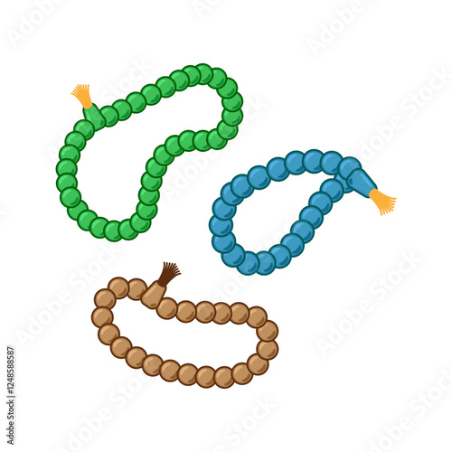 Vector illustration of prayer beads or tasbih in color isolated on white background