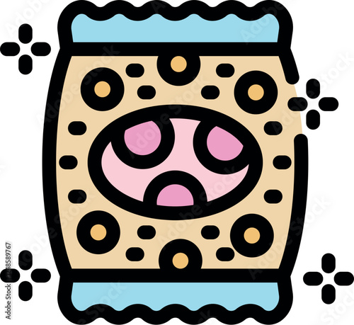 Sealed bag of delicious kawaii cookies is waiting to be opened