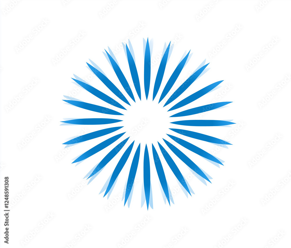 A simple vector logo made of blue lines, depicting an elegant and abstract representation of the sun's rays forming a circle on a white background. A simple vector logo made of blue lines, depicting an elegant and abstract representation of the sun's rays forming a circle on a white background.
