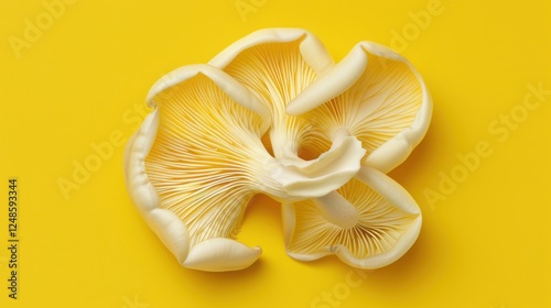 Mushroom shown on a demure background, amazing mushroom design. Background light, mushroom conspicuous. photo