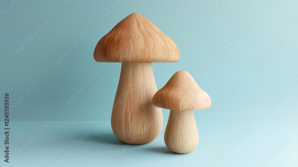Fototapeta premium Mushroom depicted on a plain background, beautiful fungi macro. Background placid, mushroom vivid.