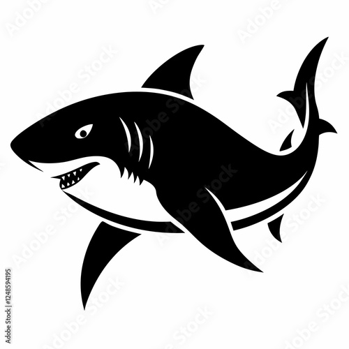 Shark vector black art animal silhouette on a white background